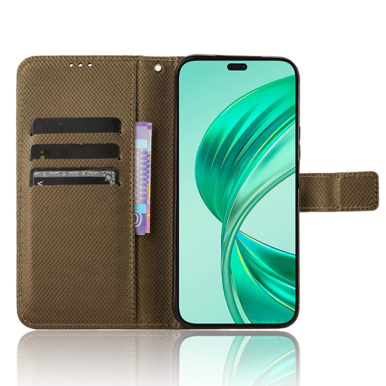 For Honor X8b 4G Diamond Texture Leather Phone Case(Brown)