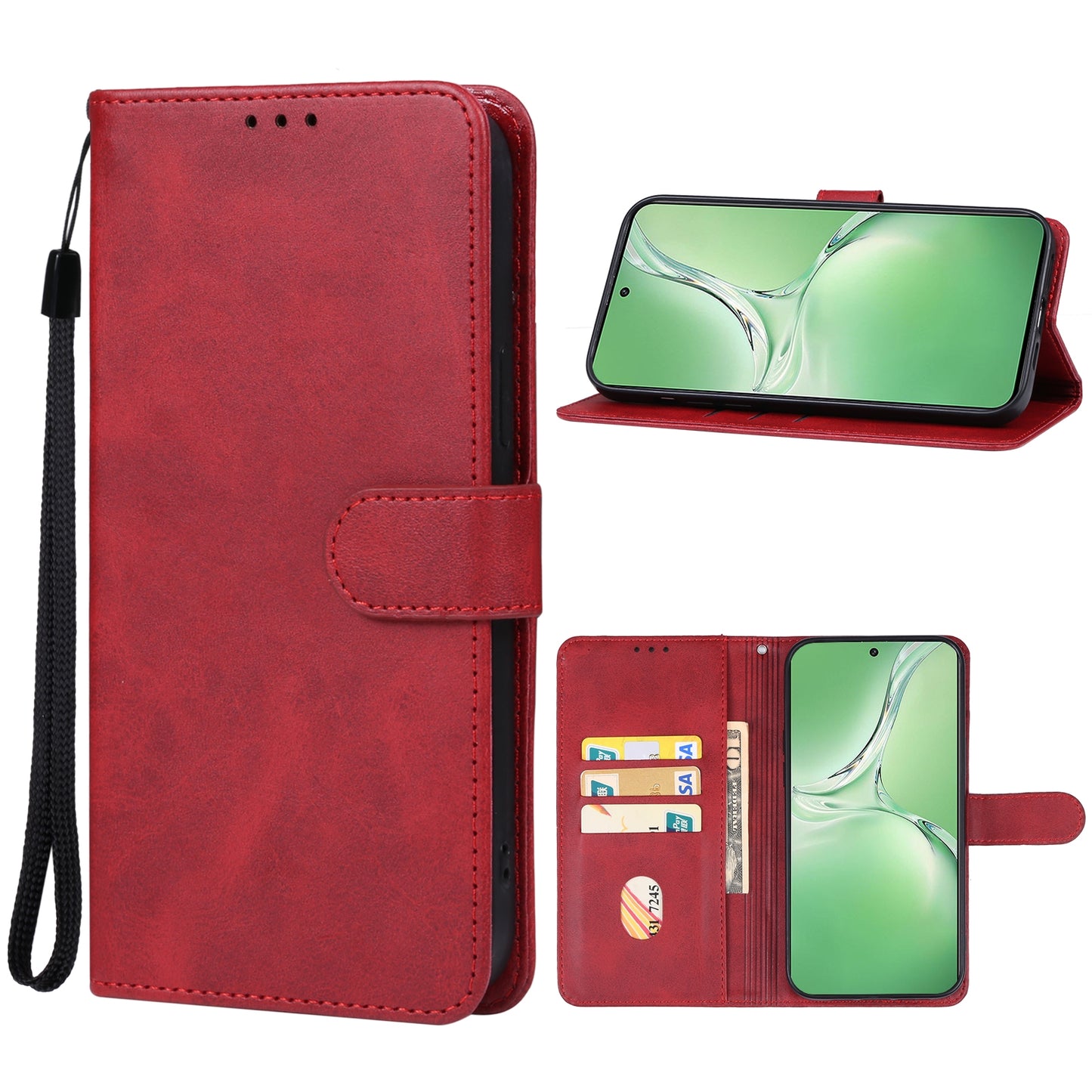 For OPPO K12 Leather Phone Case(Red)