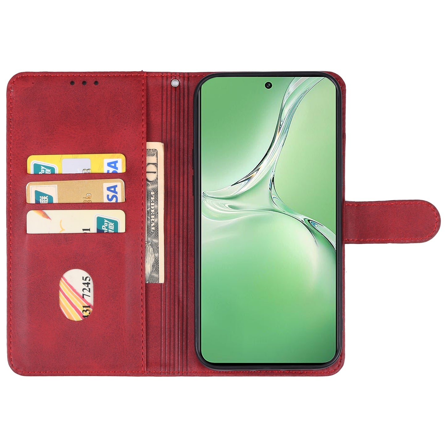 For OPPO K12 Leather Phone Case(Red)