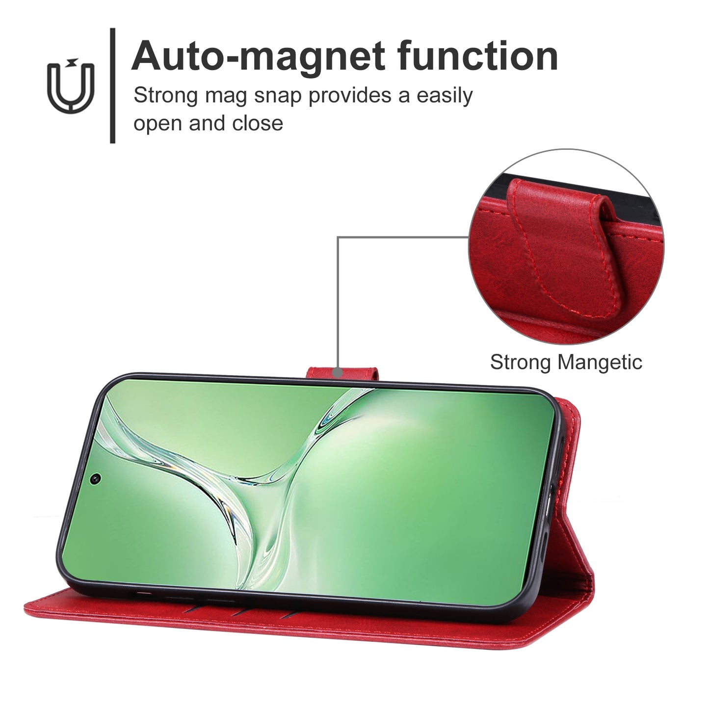 For OPPO K12 Leather Phone Case(Red)