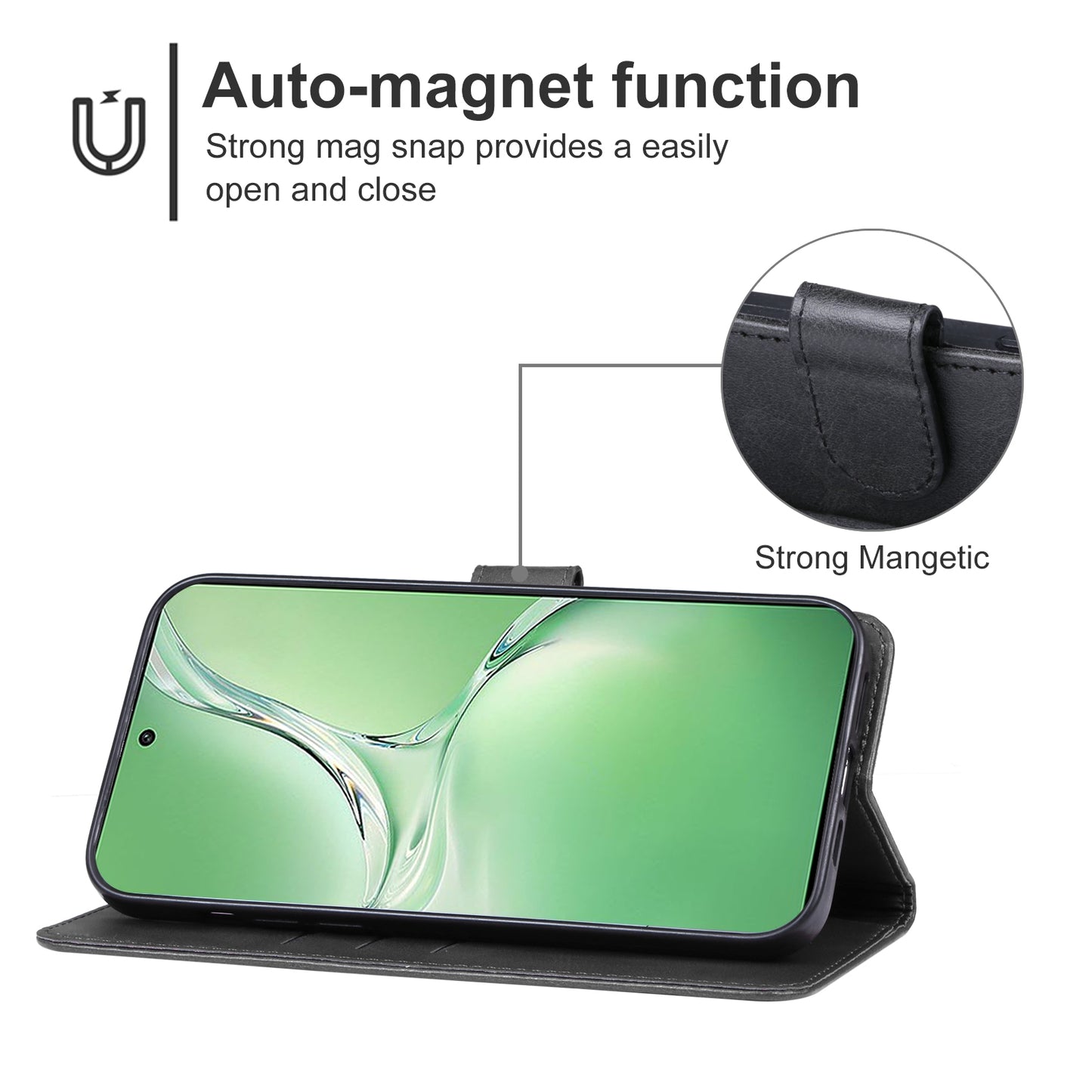 For OPPO K12 Leather Phone Case(Black)