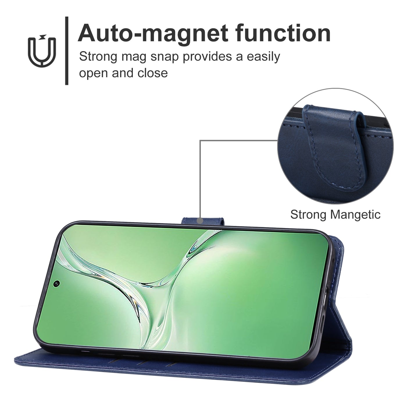 For OPPO K12 Leather Phone Case(Blue)