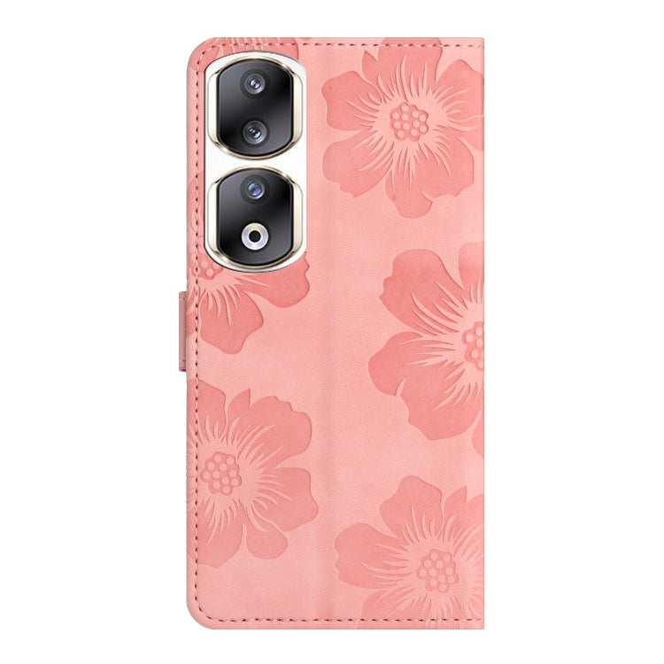 For Honor 90 Pro Flower Embossing Pattern Leather Phone Case(Pink)