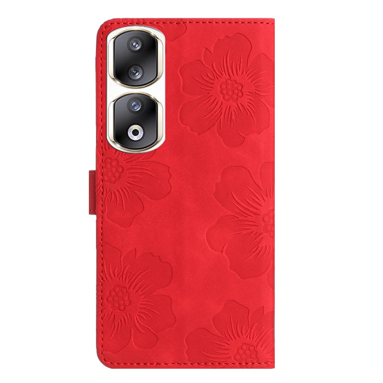 For Honor 90 Pro Flower Embossing Pattern Leather Phone Case(Red)