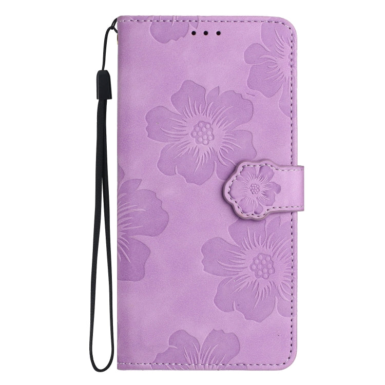 For Honor 90 Flower Embossing Pattern Leather Phone Case(Purple)