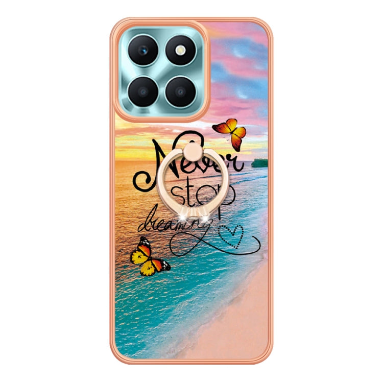 For Honor X6a Electroplating IMD TPU Phone Case with Ring(Dream Butterfly)