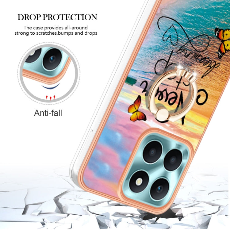 For Honor X6a Electroplating IMD TPU Phone Case with Ring(Dream Butterfly)
