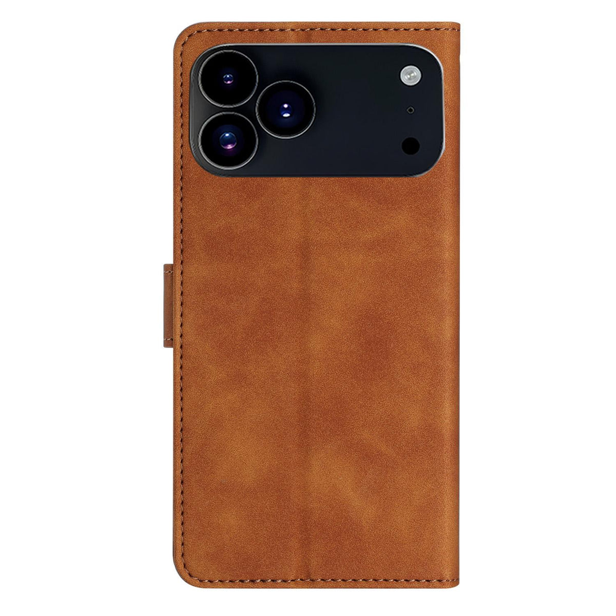 Compatible with iPhone 18 Pro Max & 17 Pro Max Seven Butterflies Embossed Leather Phone Case - Brown