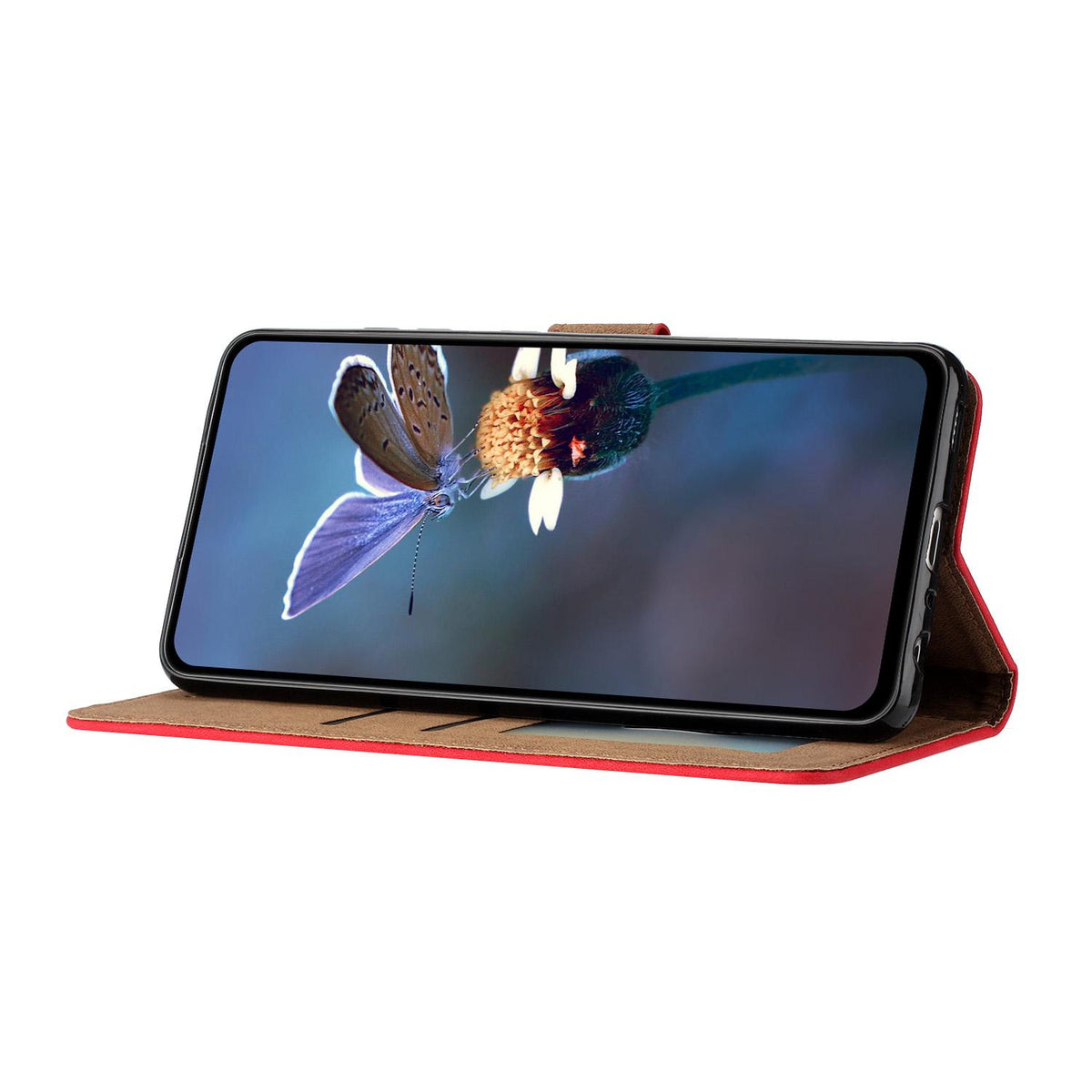 Compatible with iPhone 18 Pro Max & 17 Pro Max Seven Butterflies Embossed Leather Phone Case - Red