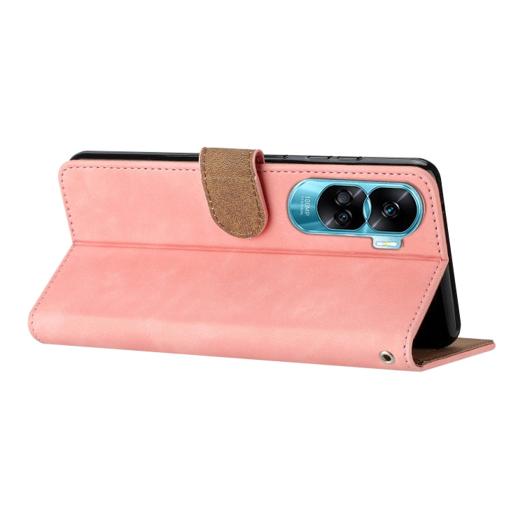 For Honor 90 Lite Seven Butterflies Embossed Leather Phone Case(Pink)