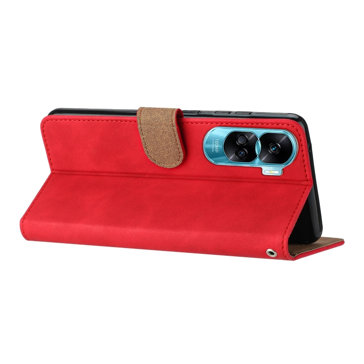 For Honor 90 Lite Seven Butterflies Embossed Leather Phone Case(Red)