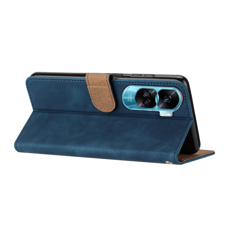 For Honor 90 Lite Seven Butterflies Embossed Leather Phone Case(Blue)