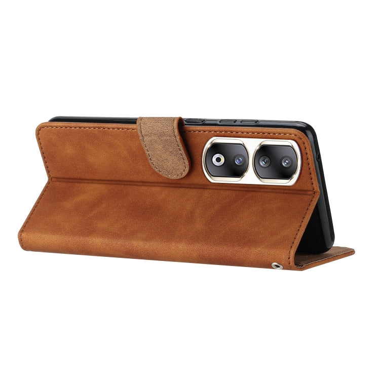 For Honor 90 Pro Seven Butterflies Embossed Leather Phone Case(Brown)