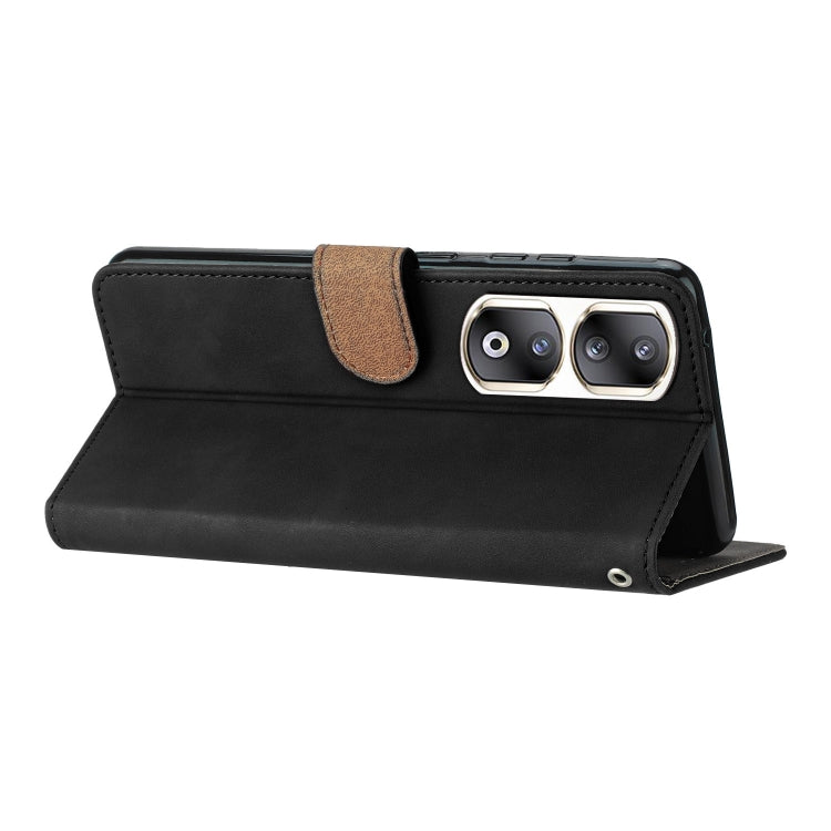 For Honor 90 Pro Seven Butterflies Embossed Leather Phone Case(Black)