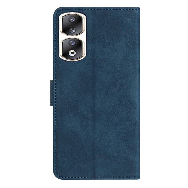 For Honor 90 Pro Seven Butterflies Embossed Leather Phone Case(Blue)