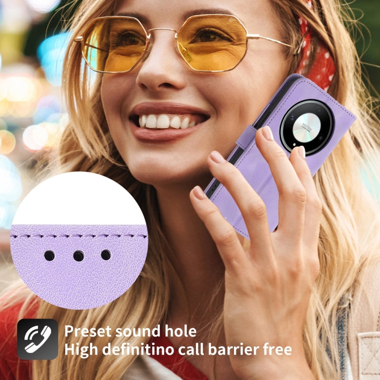 For Honor X9b Skin-feel Flowers Embossed Wallet Leather Phone Case(Purple)