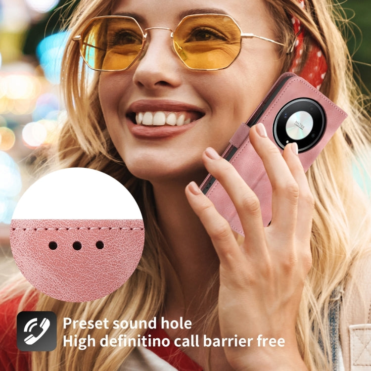 For Honor X9b Skin-feel Flowers Embossed Wallet Leather Phone Case(Pink)