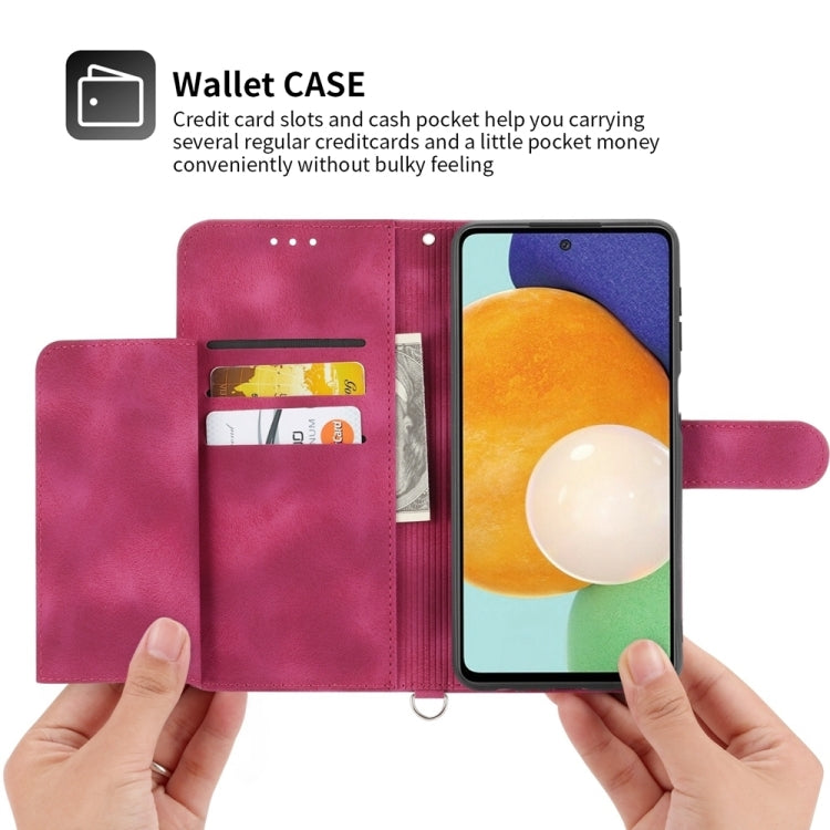 For Honor X8b Skin-feel Flowers Embossed Wallet Leather Phone Case(Wine Red)