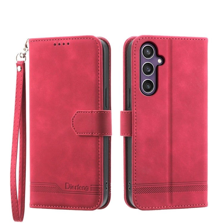 For Samsung Galaxy S24 5G Dierfeng Dream Line TPU + PU Leather Phone Case(Red)