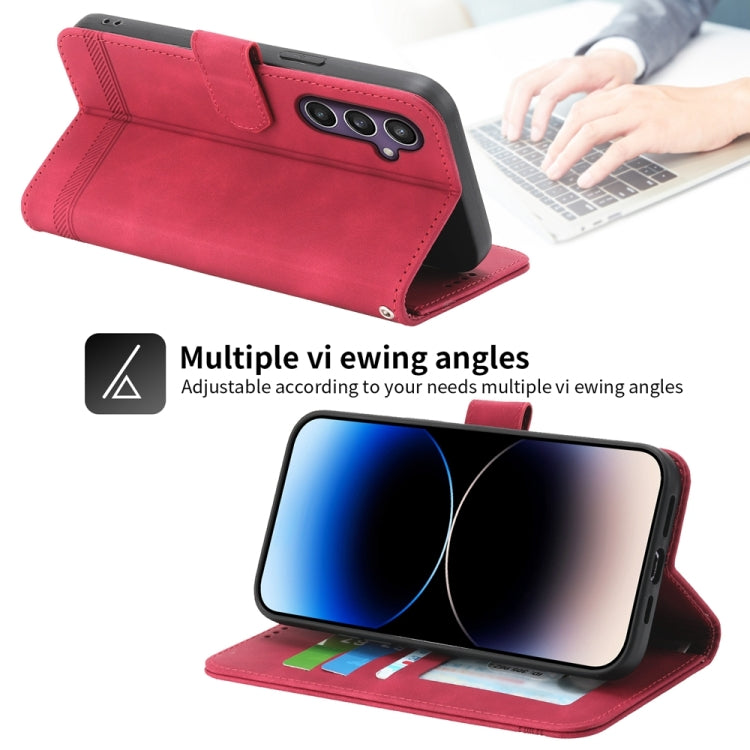 For Samsung Galaxy S24 5G Dierfeng Dream Line TPU + PU Leather Phone Case(Red)