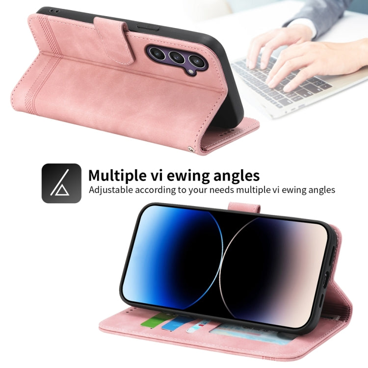 For Samsung Galaxy S24 5G Dierfeng Dream Line TPU + PU Leather Phone Case(Pink)