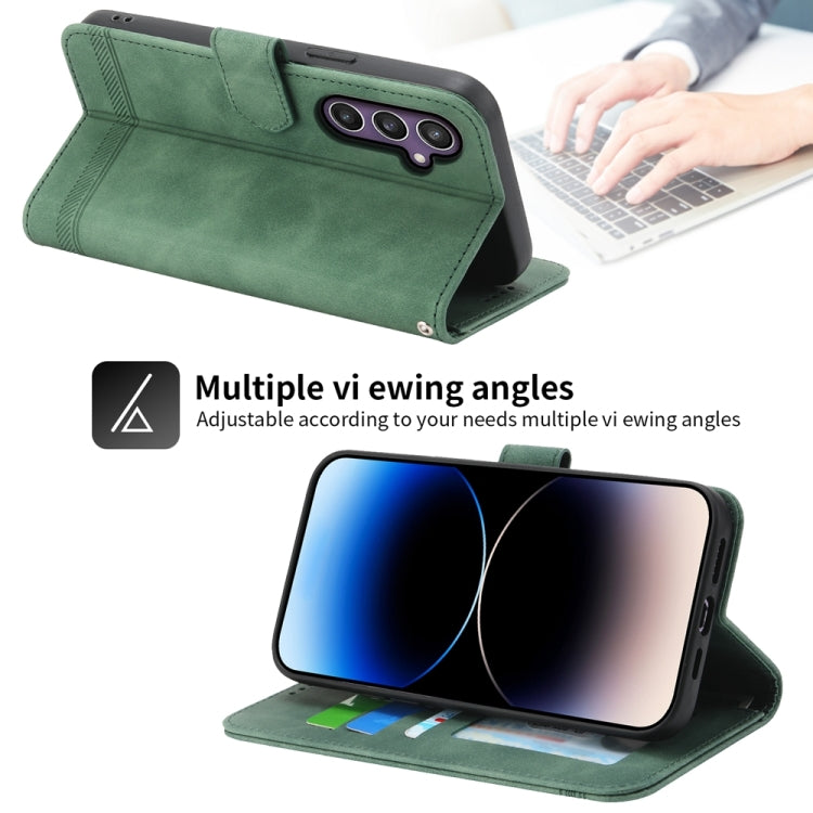 For Samsung Galaxy S24 5G Dierfeng Dream Line TPU + PU Leather Phone Case(Green)