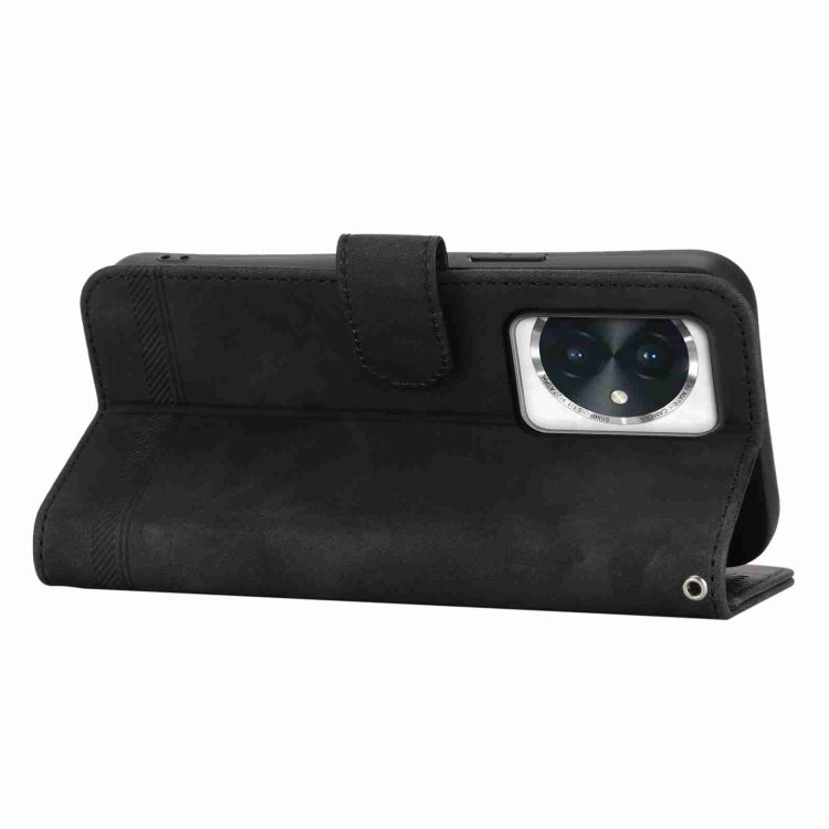 For Honor 100 Dierfeng Dream Line TPU + PU Leather Phone Case(Black)