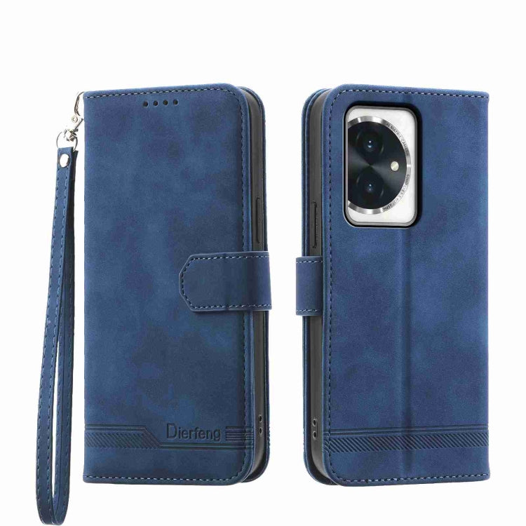 For Honor 100 Dierfeng Dream Line TPU + PU Leather Phone Case(Blue)