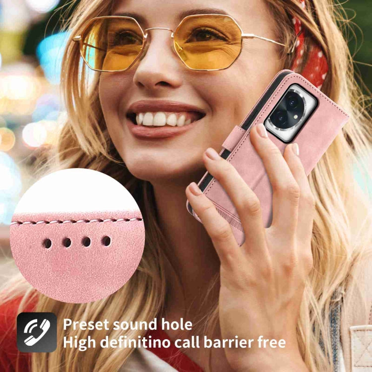 For Honor 100 Dierfeng Dream Line TPU + PU Leather Phone Case(Pink)