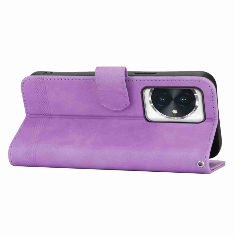 For Honor 100 Dierfeng Dream Line TPU + PU Leather Phone Case(Purple)