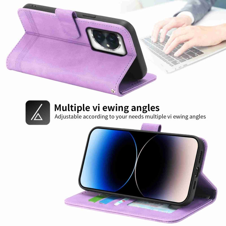 For Honor 100 Dierfeng Dream Line TPU + PU Leather Phone Case(Purple)