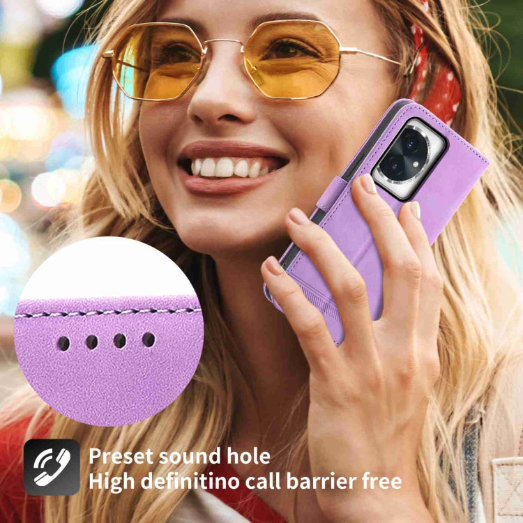 For Honor 100 Dierfeng Dream Line TPU + PU Leather Phone Case(Purple)