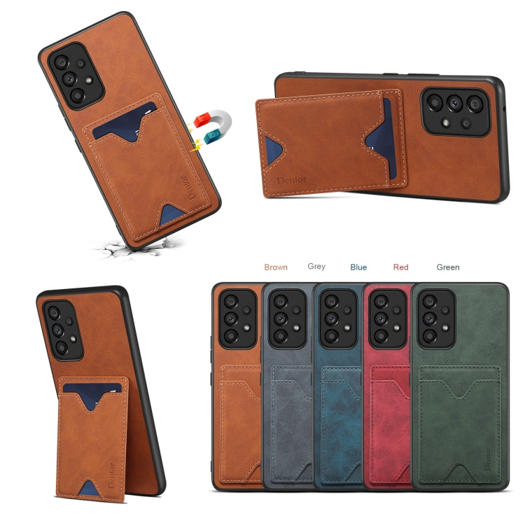 For Samsung Galaxy S24 5G Denior PU Back Cover Card Slot Holder Phone Case(Blue)