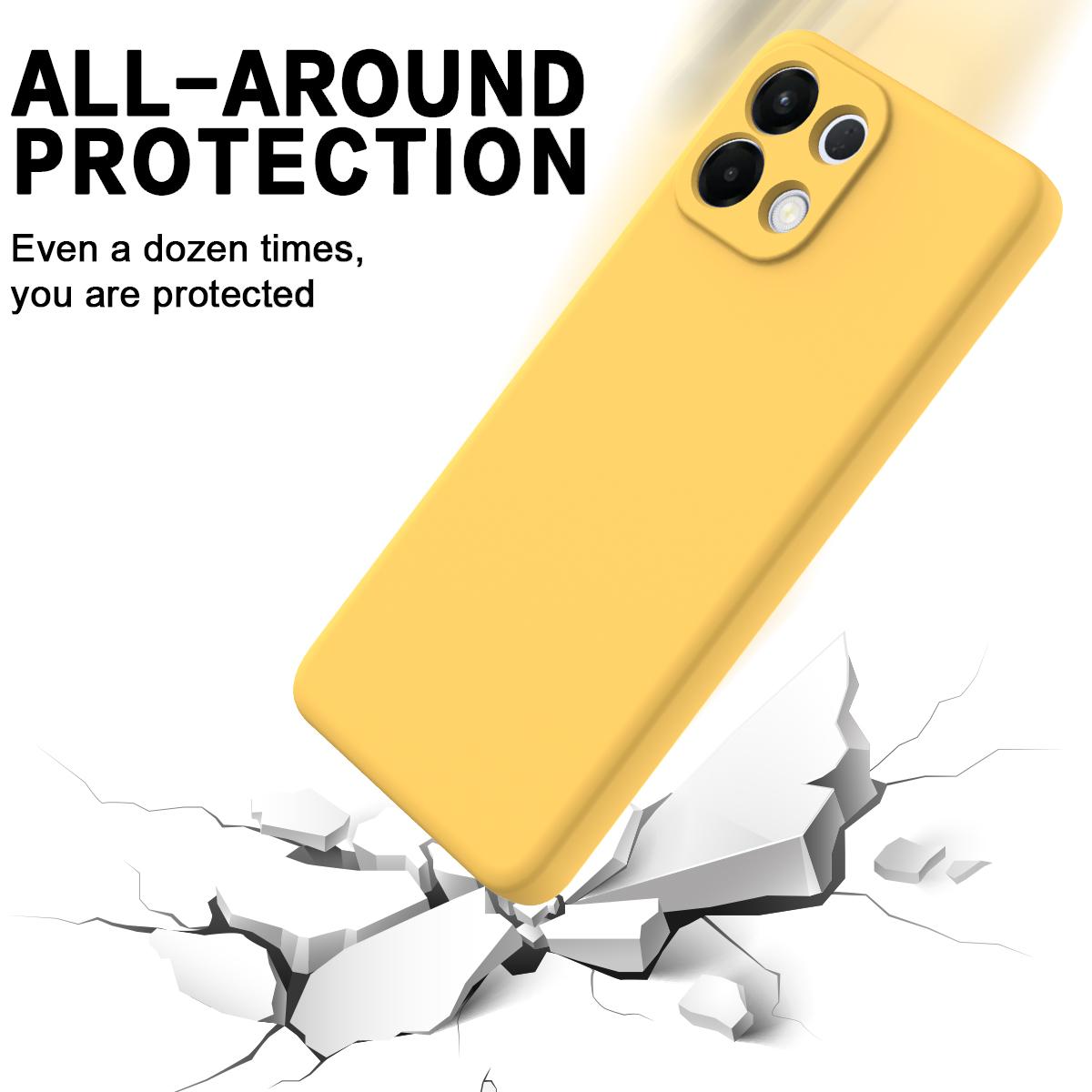 For OPPO K13 5G Solid Color Liquid Silicone Dropproof Full Coverage Phone Case(Yellow)