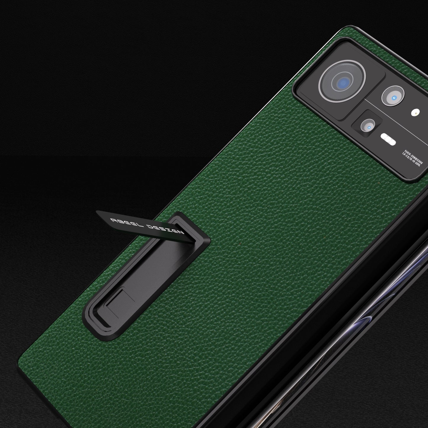 For Xiaomi Mix Fold 2 Integrated Black Edge Genuine Leather Mino Phone Case with Holder(Green)