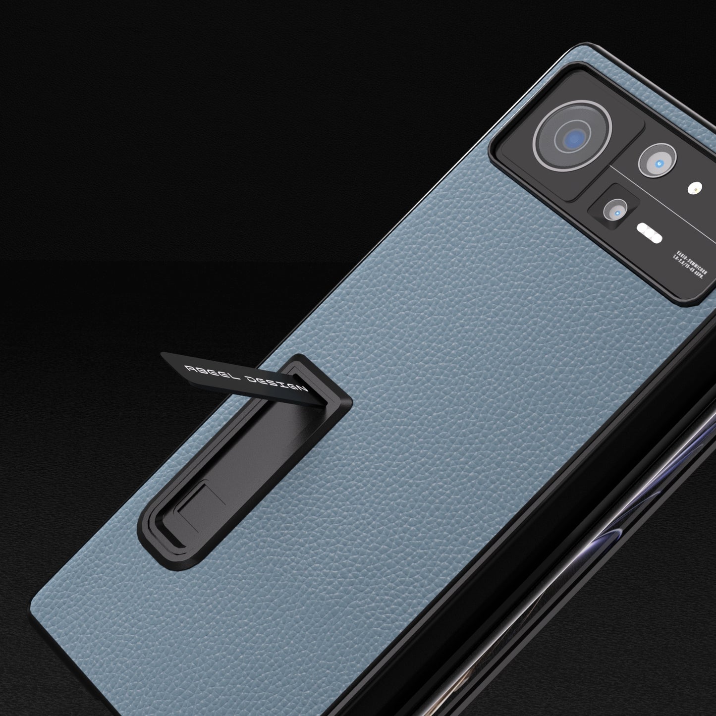 For Xiaomi Mix Fold 2 Integrated Black Edge Genuine Leather Mino Phone Case with Holder(Blue)