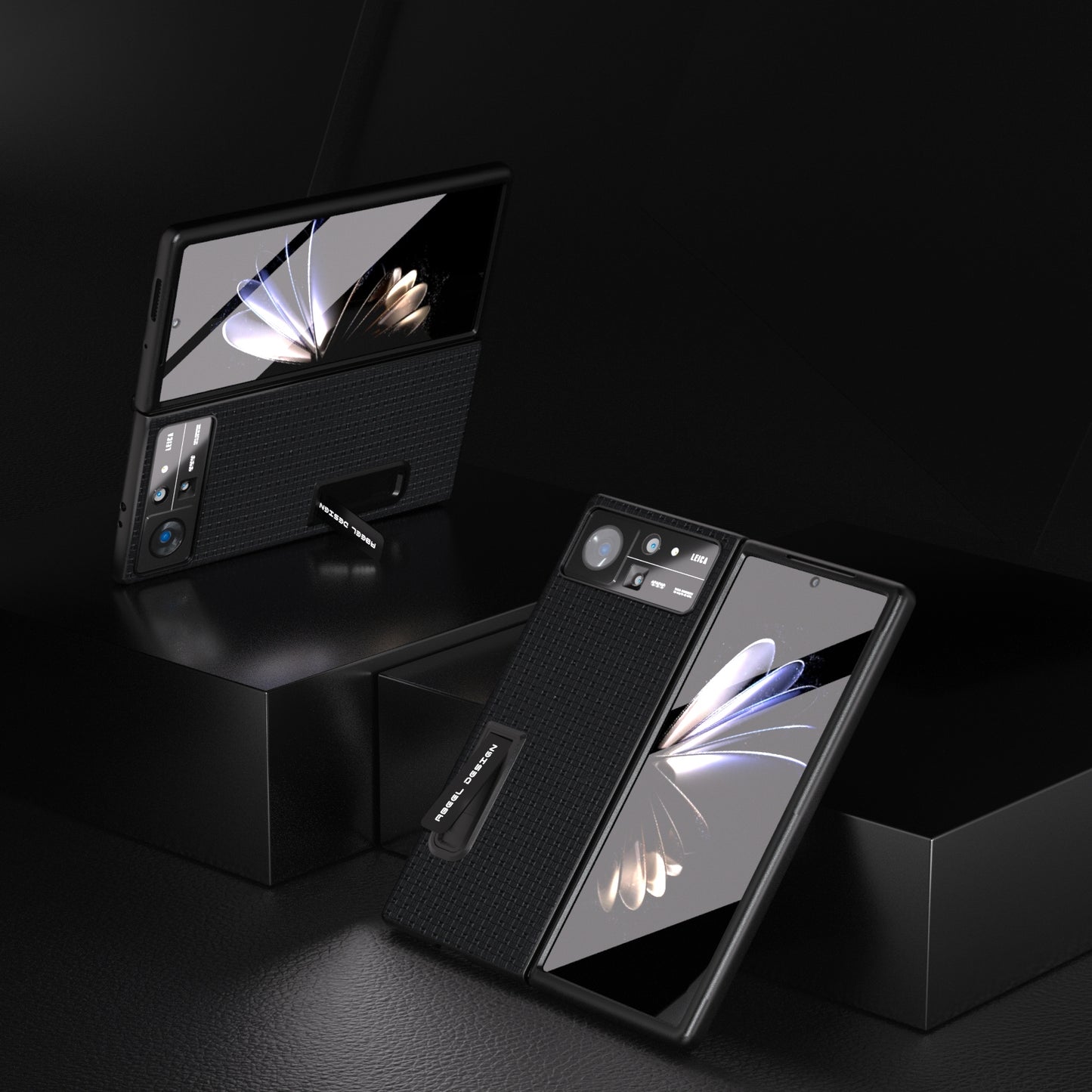 For Xiaomi Mix Fold 2 Integrated Genuine Leather Luxury Series Phone Case with Holder(Black)