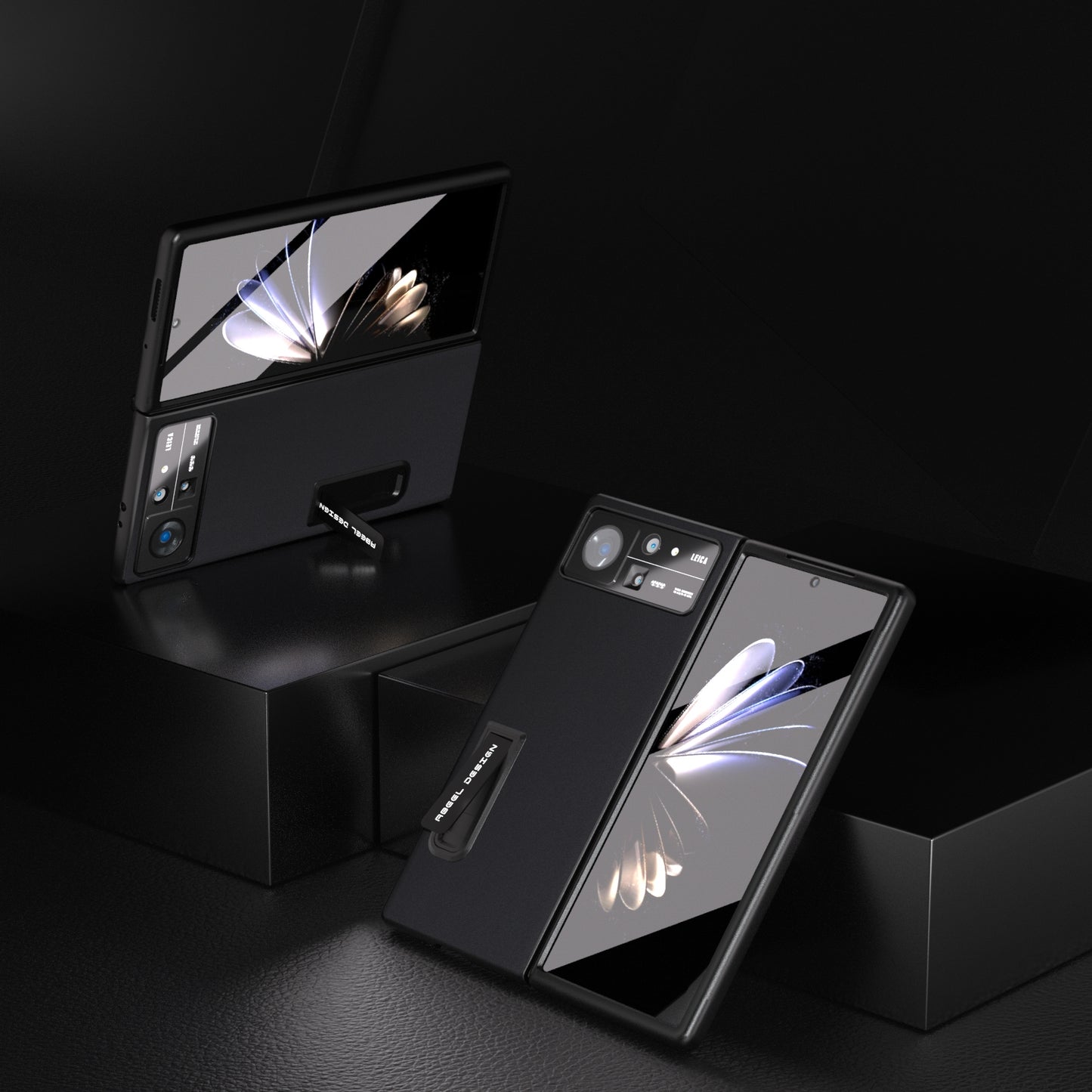 For Xiaomi Mix Fold 2 Integrated Genuine Silky Soft ABEEL Black Edge Phone Case with Holder(Black)