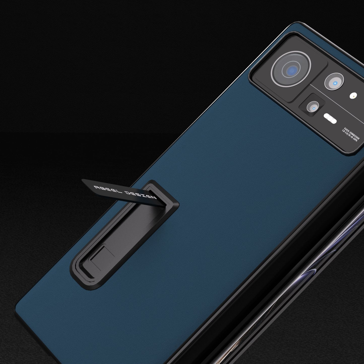 For Xiaomi Mix Fold 2 Integrated Genuine Silky Soft ABEEL Black Edge Phone Case with Holder(Blue)