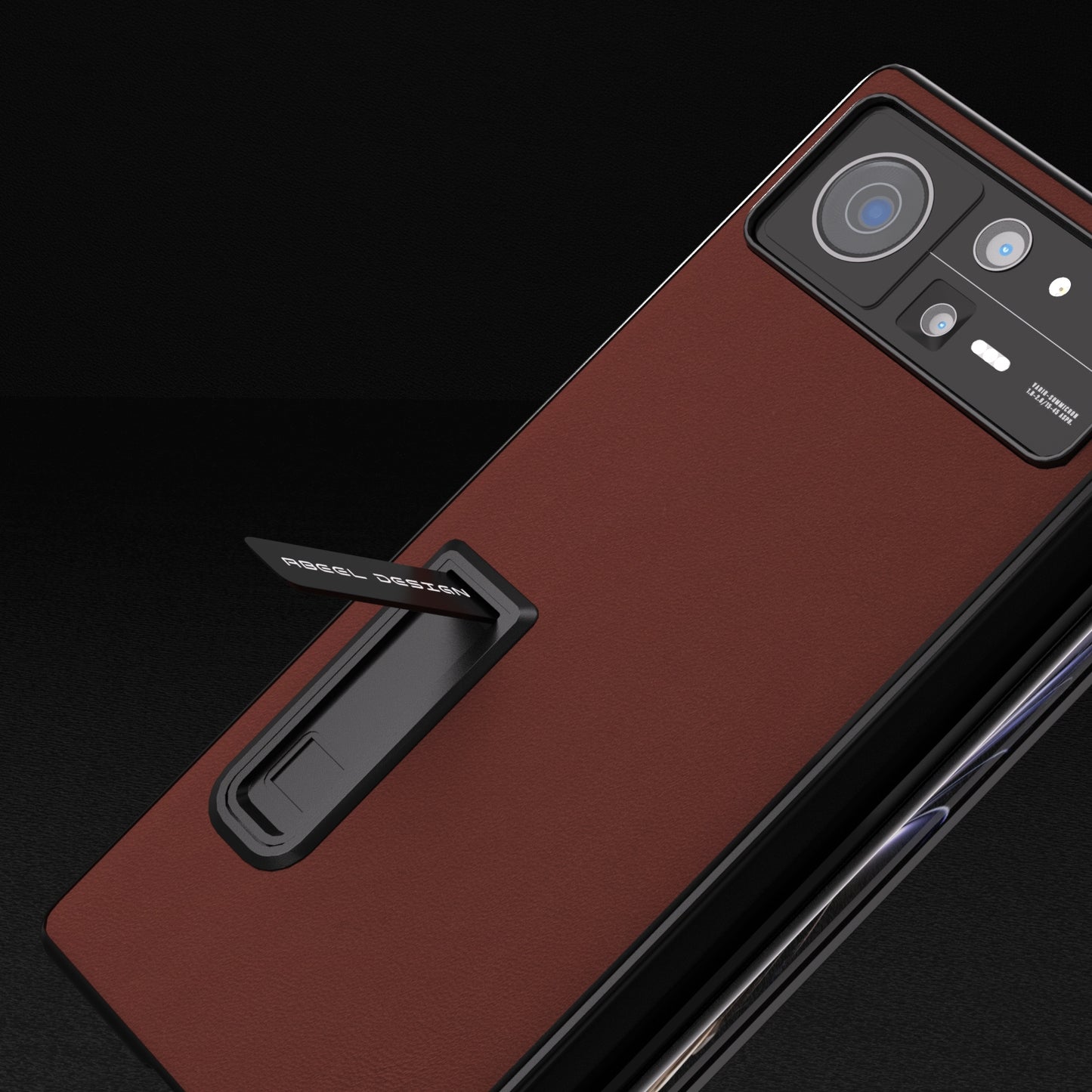 For Xiaomi Mix Fold 2 Integrated Genuine Silky Soft ABEEL Black Edge Phone Case with Holder(Coffee)