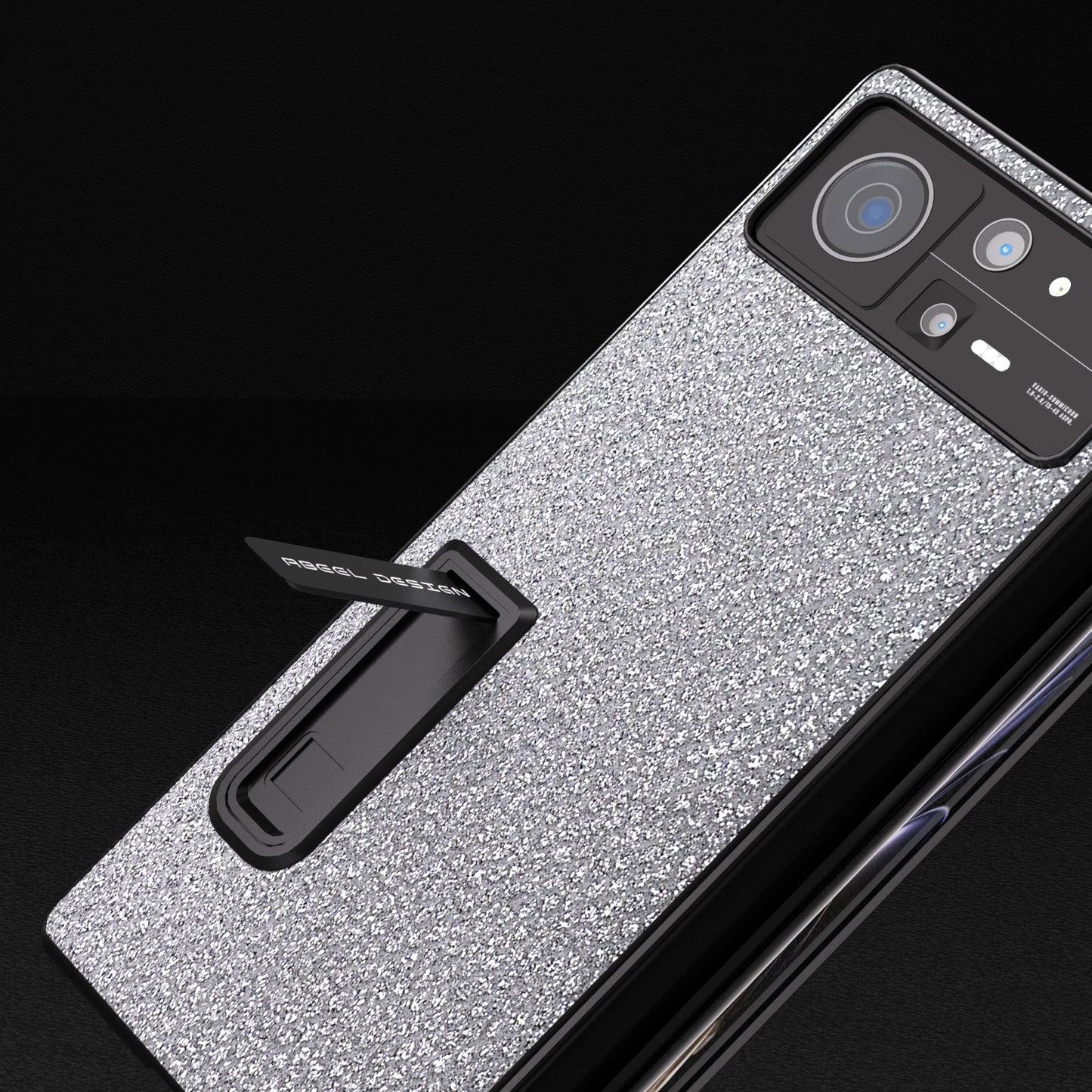 For Xiaomi Mix Fold 2 Integrated Diamond Series Black Edge Phone Case with Holder(Silver)