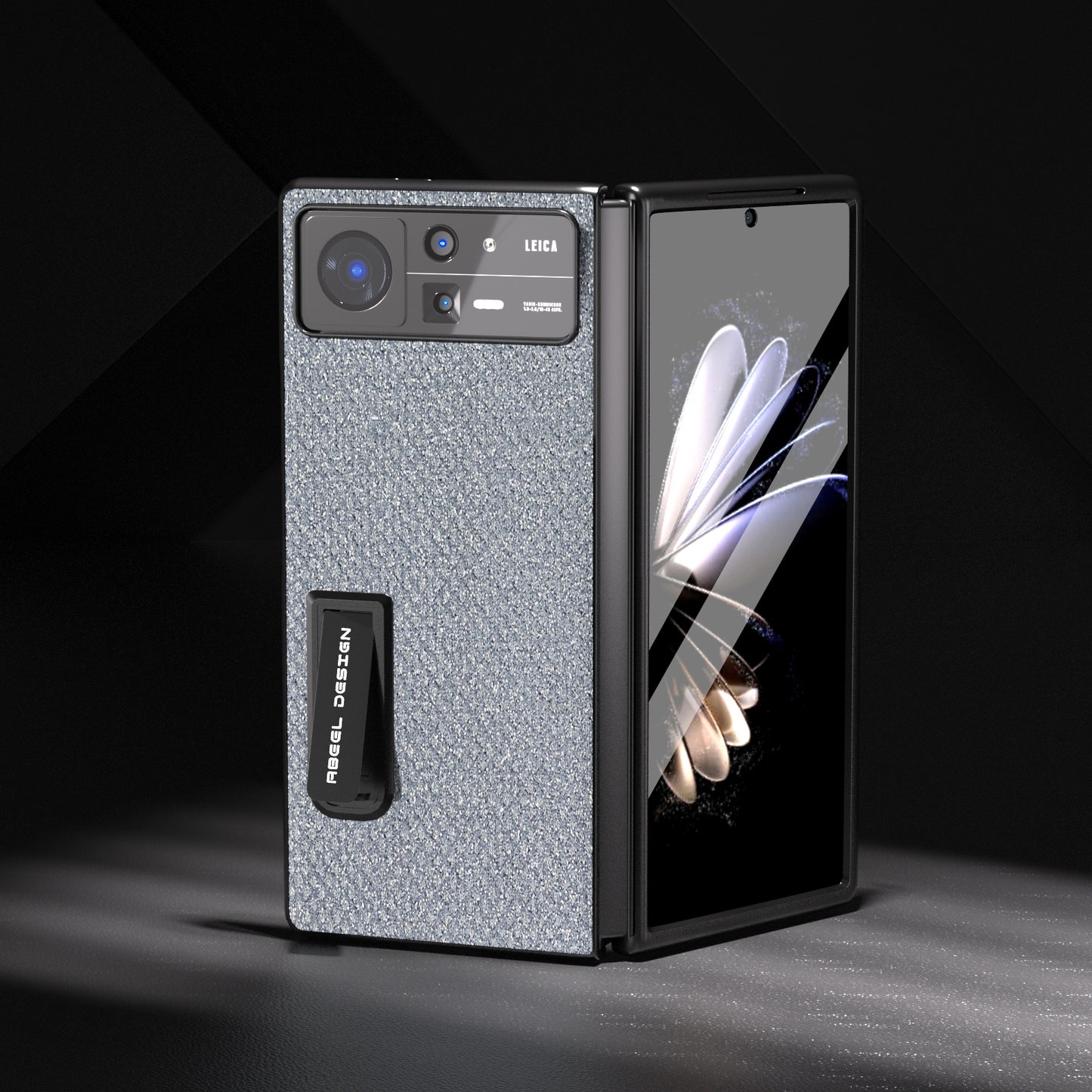 For Xiaomi Mix Fold 2 Integrated Diamond Series Black Edge Phone Case with Holder(Black)