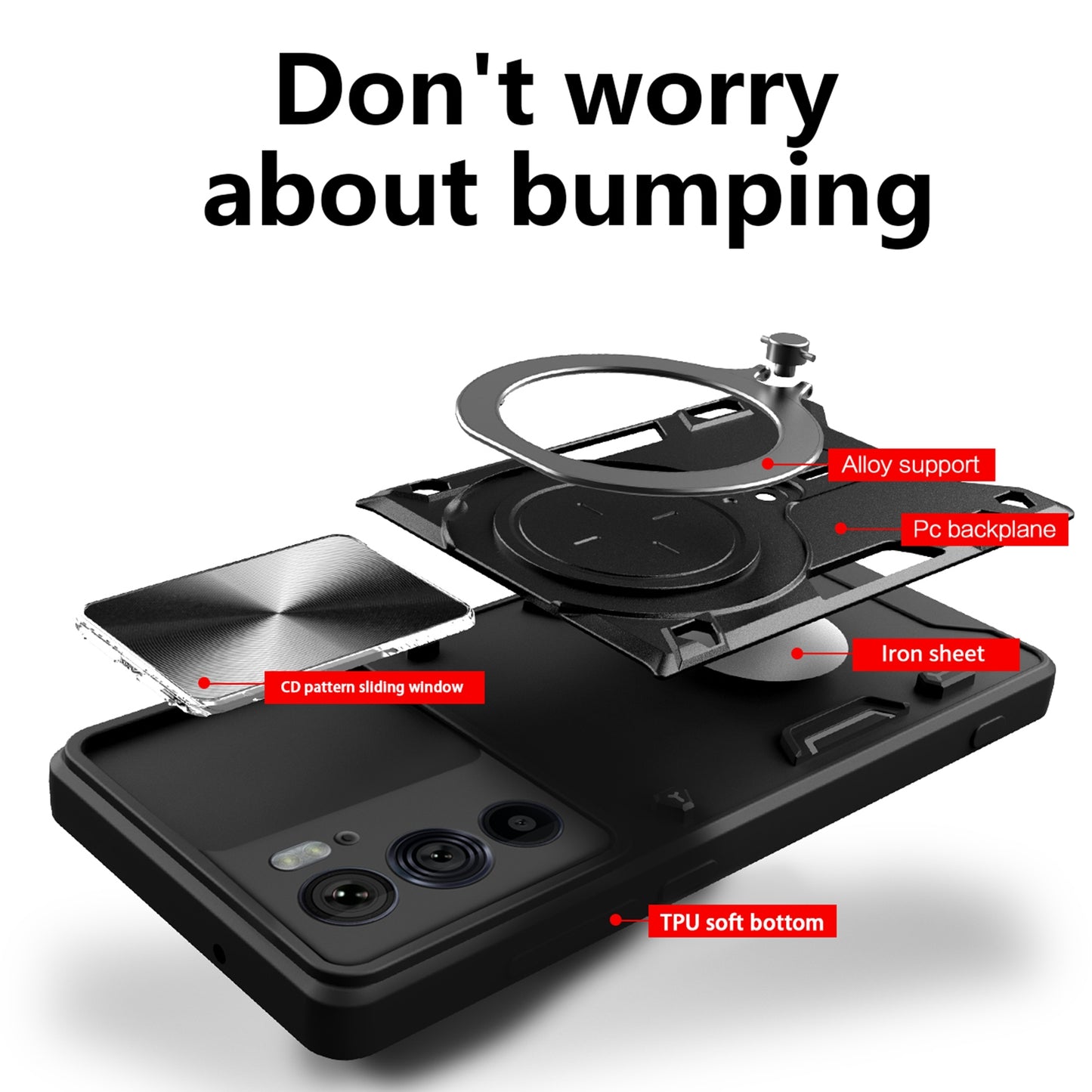 For Motorola Edge 30 Pro CD Texture Sliding Camshield Magnetic Holder Phone Case(Black)