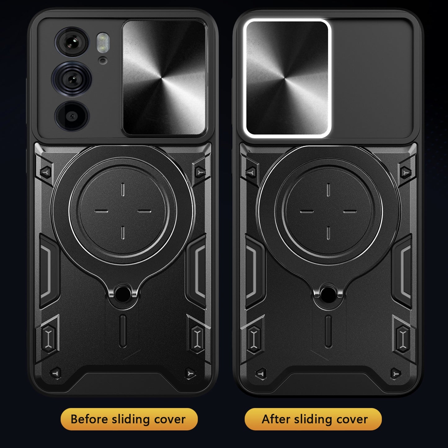 For Motorola Edge 30 Pro CD Texture Sliding Camshield Magnetic Holder Phone Case(Black)