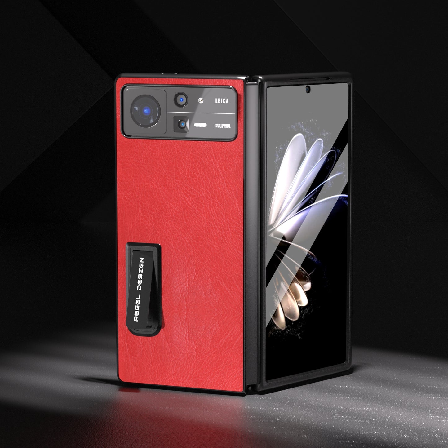 For Xiaomi Mix Fold 2 Integrated Retro Litchi Texture PU Phone Case with Holder(Red)