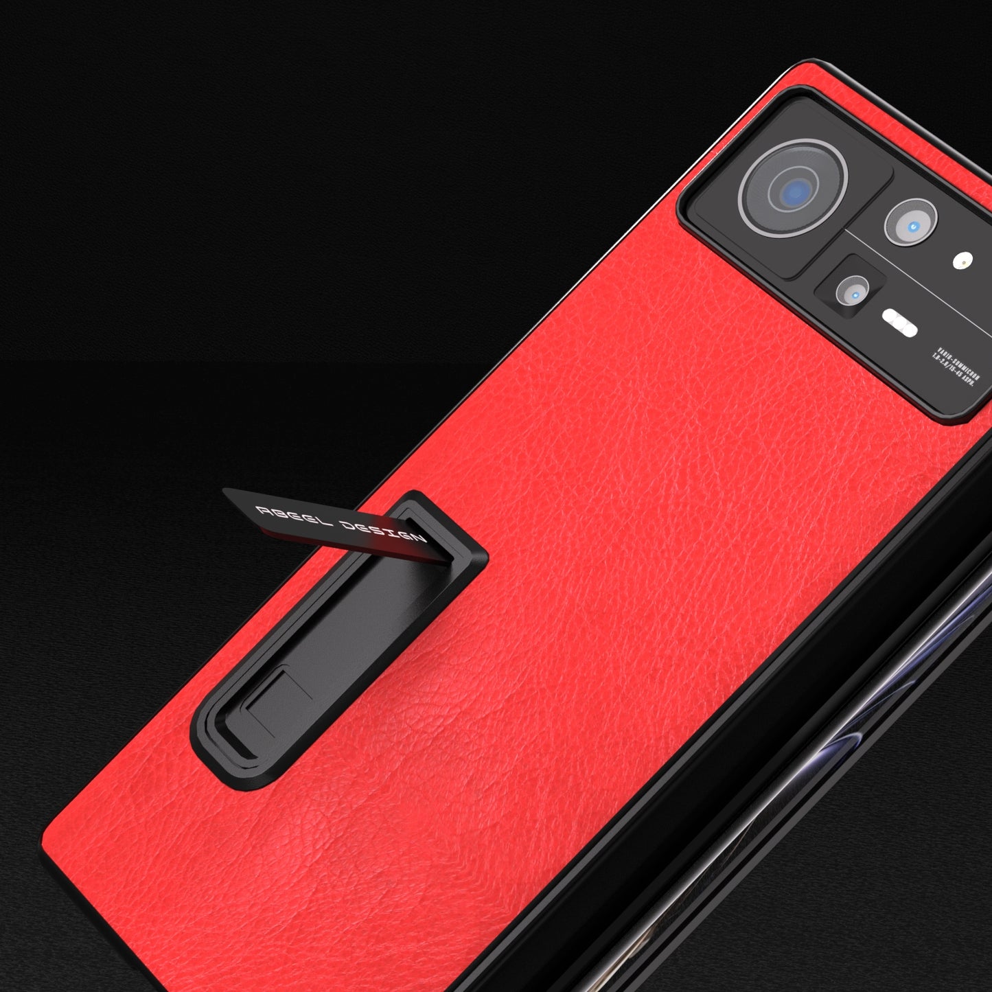 For Xiaomi Mix Fold 2 Integrated Retro Litchi Texture PU Phone Case with Holder(Red)