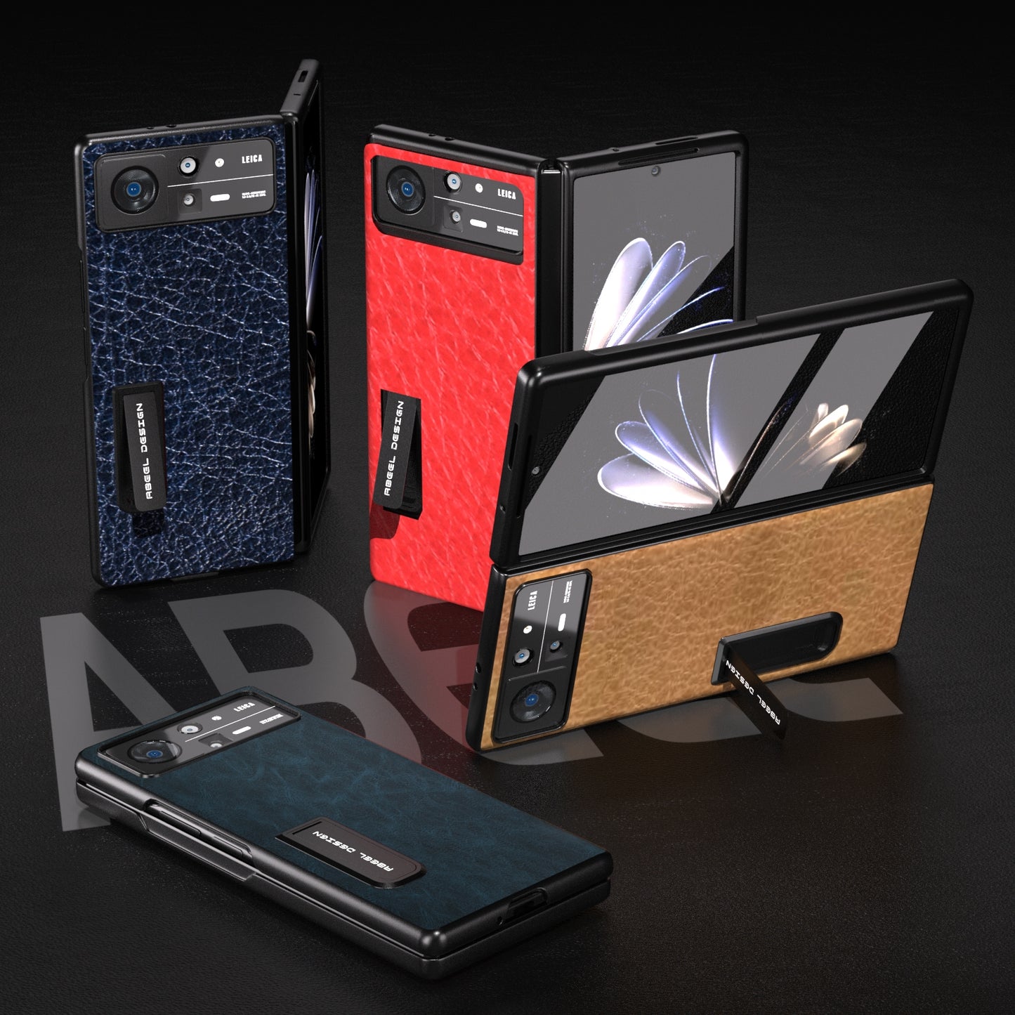 For Xiaomi Mix Fold 2 Integrated Retro Litchi Texture PU Phone Case with Holder(Red)