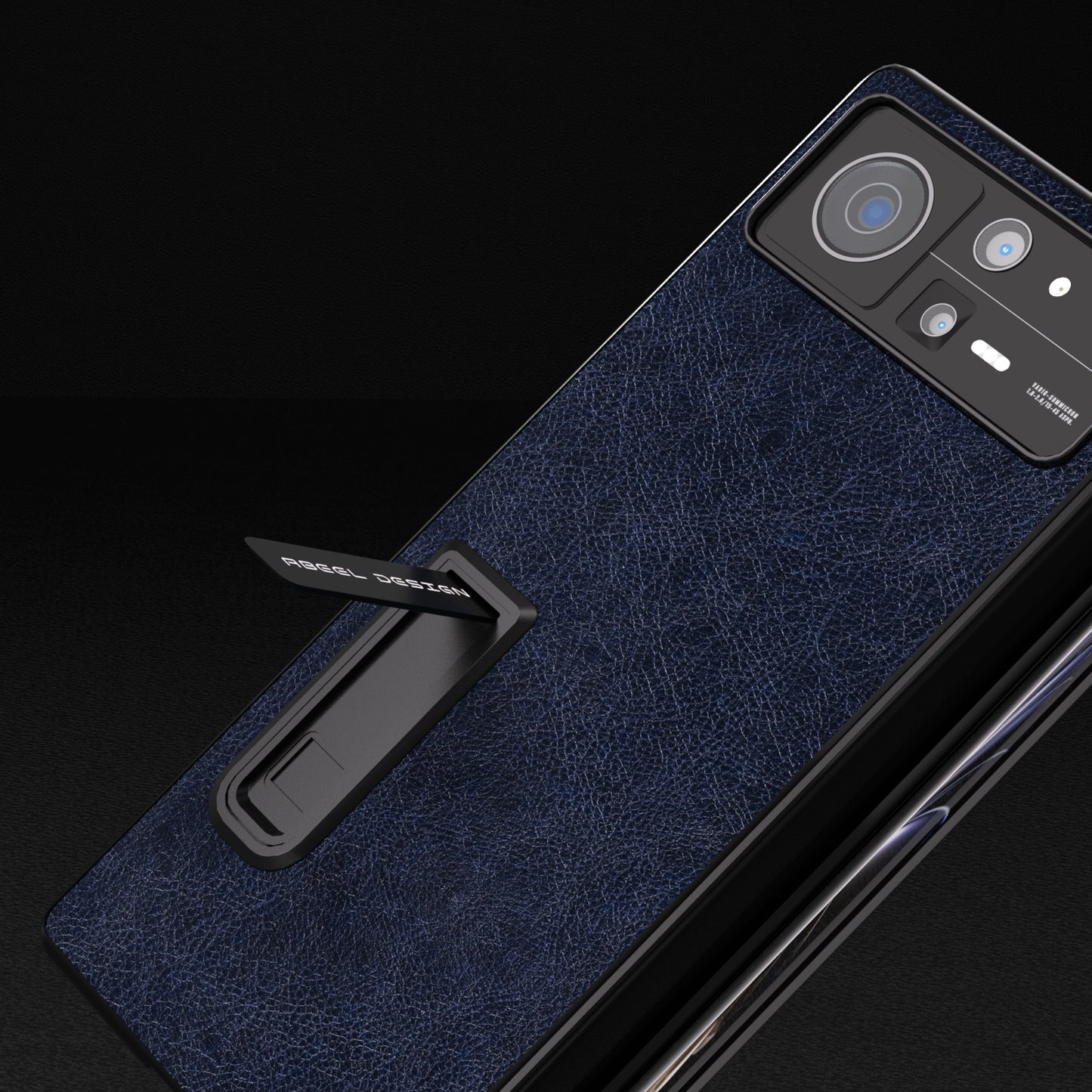 For Xiaomi Mix Fold 2 Integrated Retro Litchi Texture PU Phone Case with Holder(Blue)