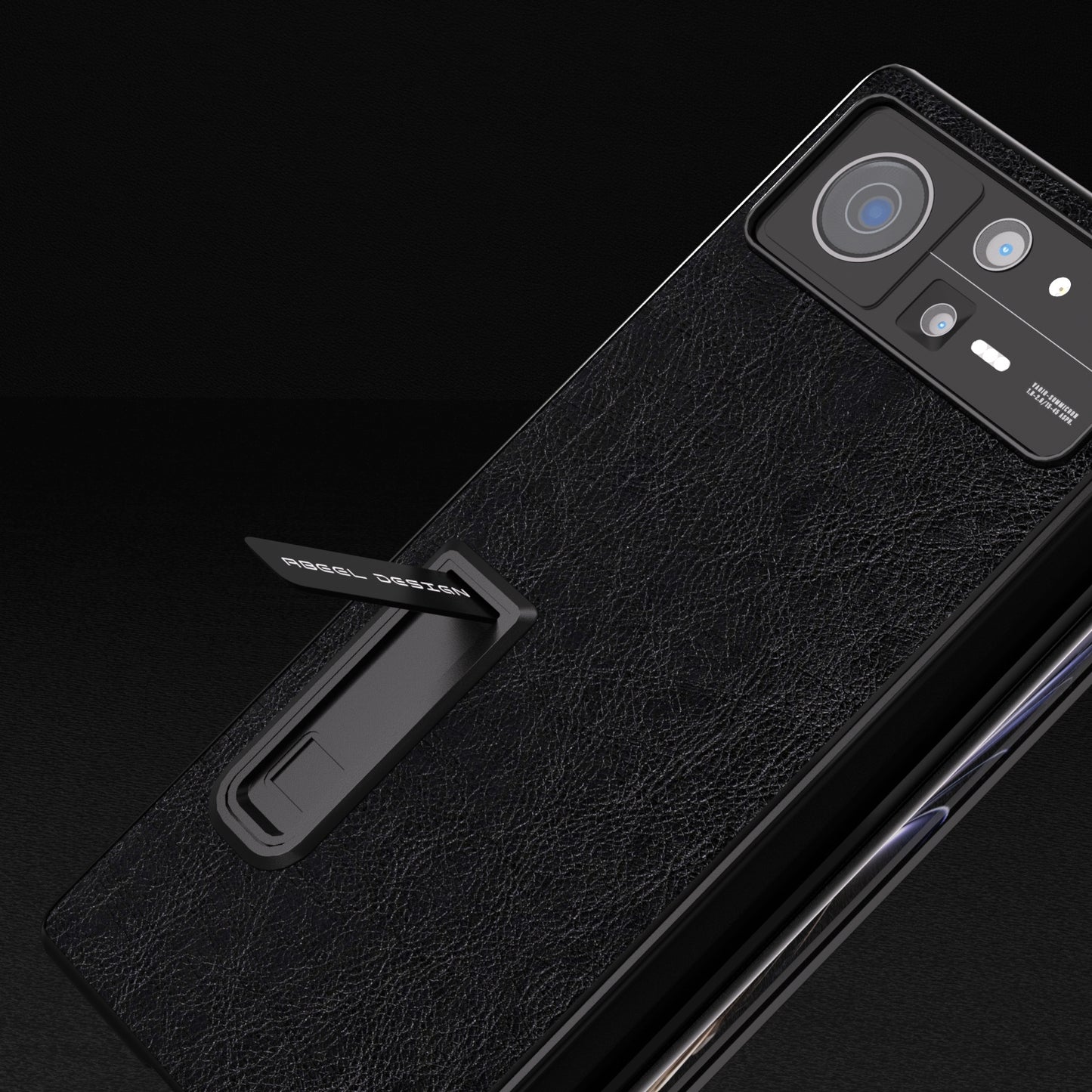 For Xiaomi Mix Fold 2 Integrated Retro Litchi Texture PU Phone Case with Holder(Black)