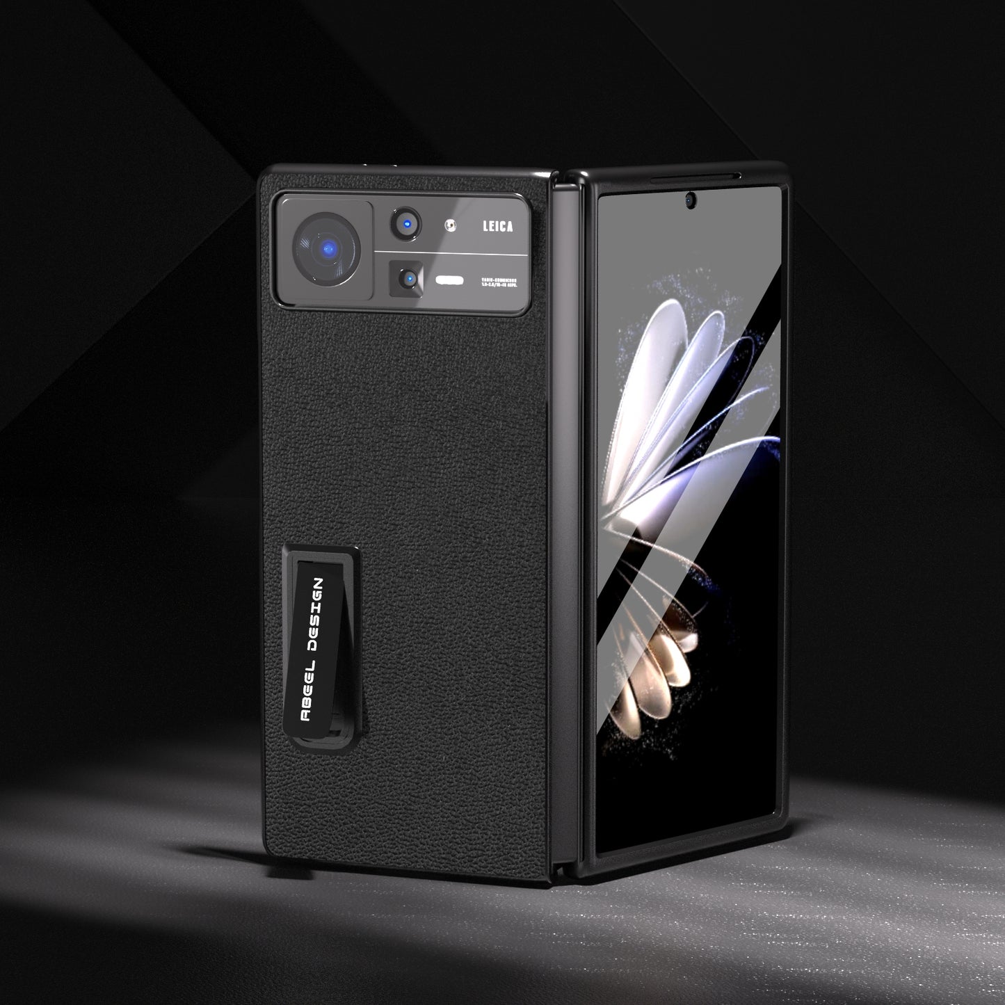 For Xiaomi Mix Fold 2 Integrated Genuine Leather Luolai Series Phone Case with Holder(Black)